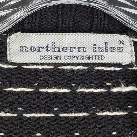 Northern Isles Vtg Cardigan Sweater Women Large Black Christmas Grandma Tree - Picture 5 of 11